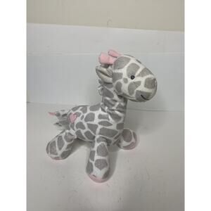 Carters JUST ONE YOU Gray White Pink GIRAFFE Plush Rattle Toy Stuffed 9"